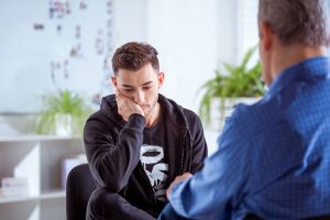 Worker getting help with mental health